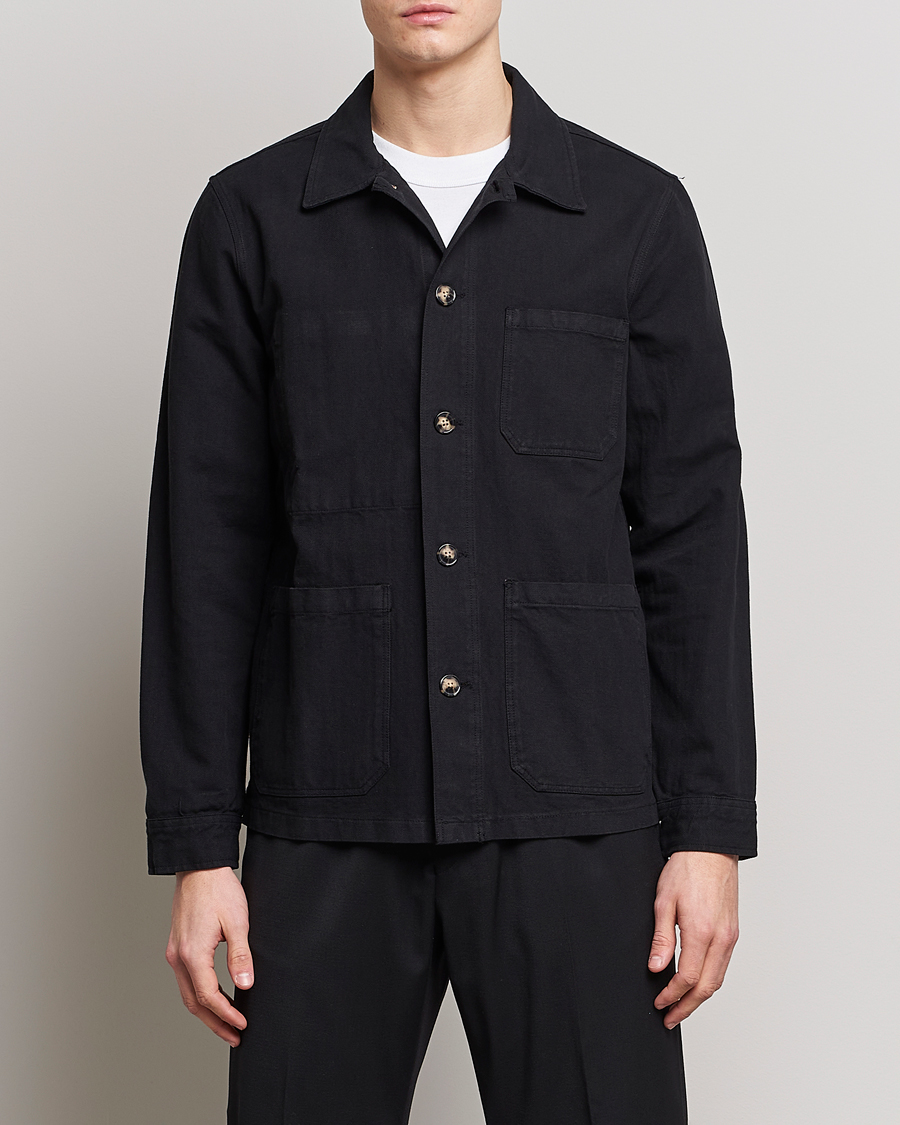 Herre | A Day's March | A Day's March | Original Herringbone Overshirt Regular Fit Black