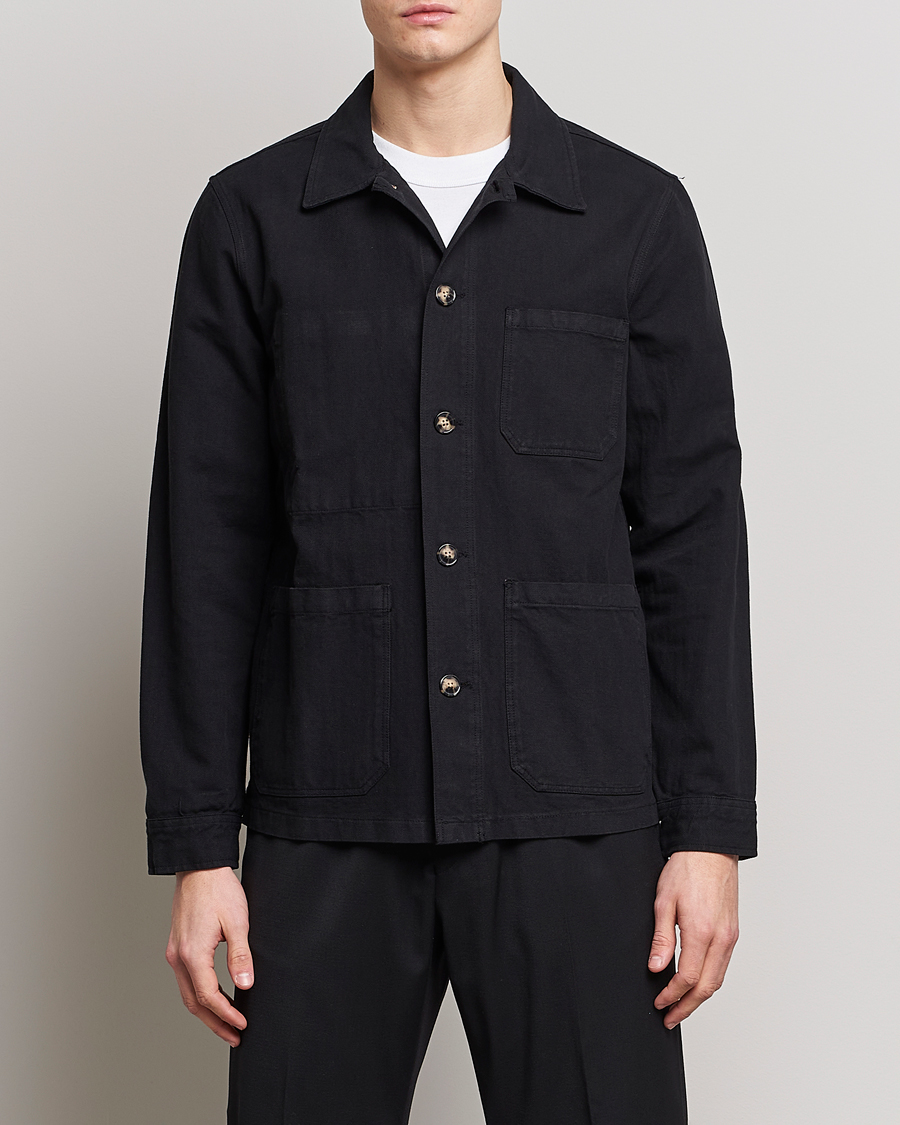 Herre | Skjorter | A Day's March | Original Herringbone Overshirt Black