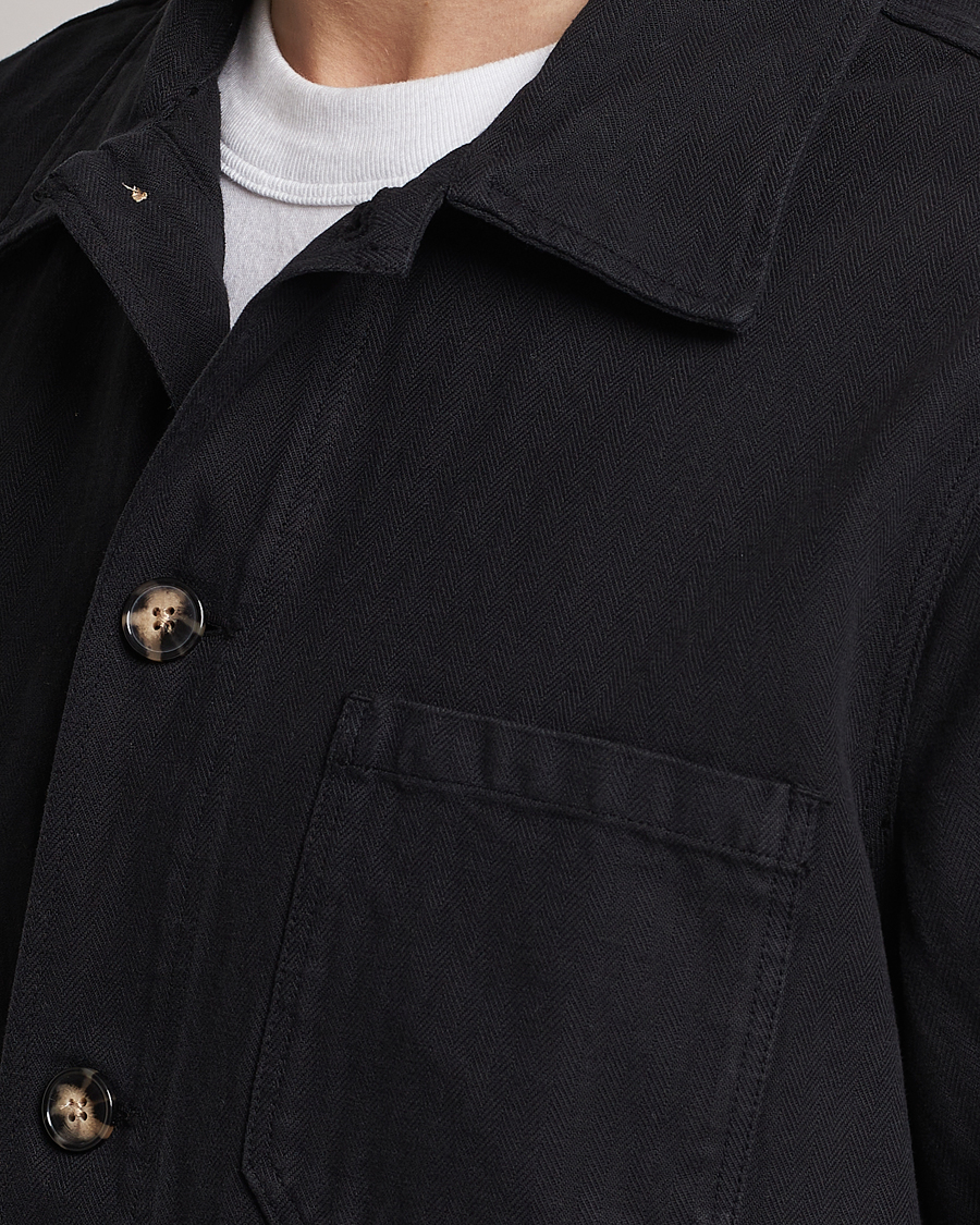 Herre | Skjorter | A Day's March | Original Herringbone Overshirt Black