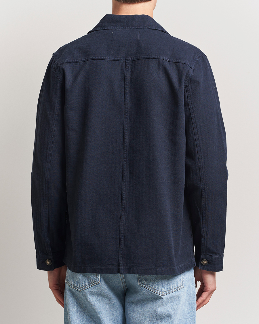 Herre | Skjorter | A Day's March | Herringbone Overshirt Navy