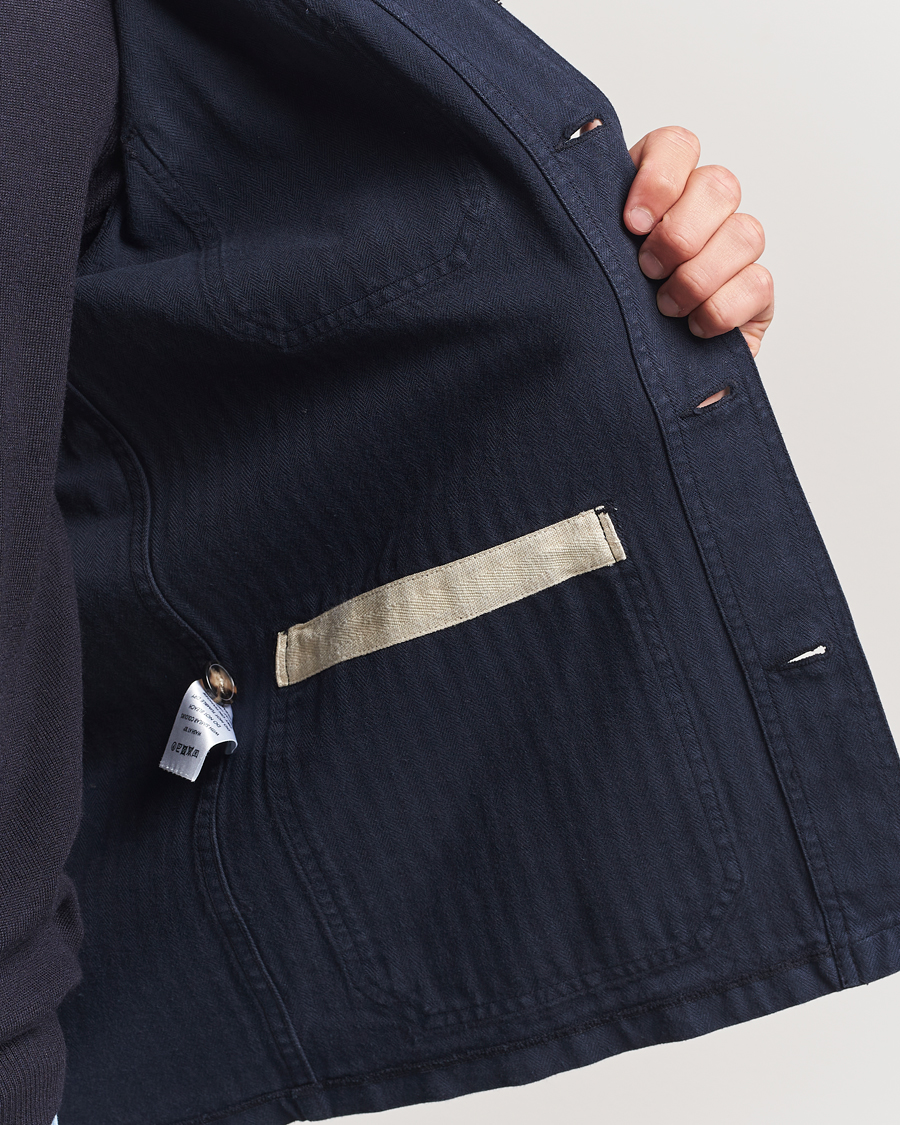 Herre | Skjorter | A Day's March | Herringbone Overshirt Navy