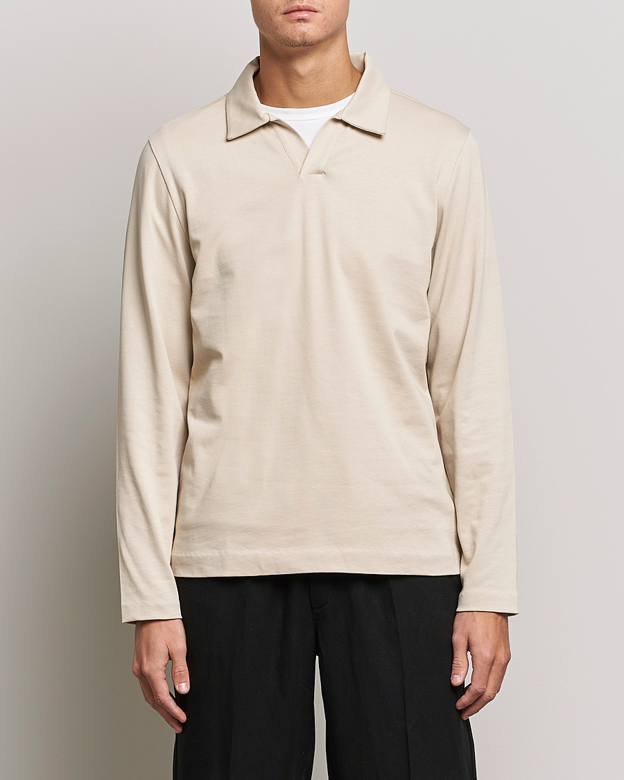 Herre | Avdelinger | A Day's March | Branford Long Sleeve Jersey Polo Sand