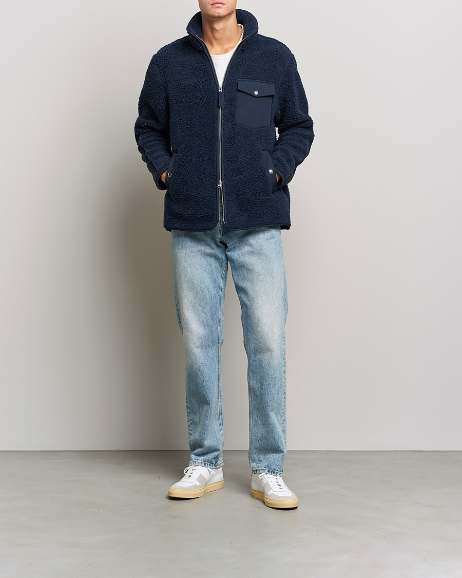 Herre | Gensere | A Day's March | Tone Pile Fleece Jacket Navy