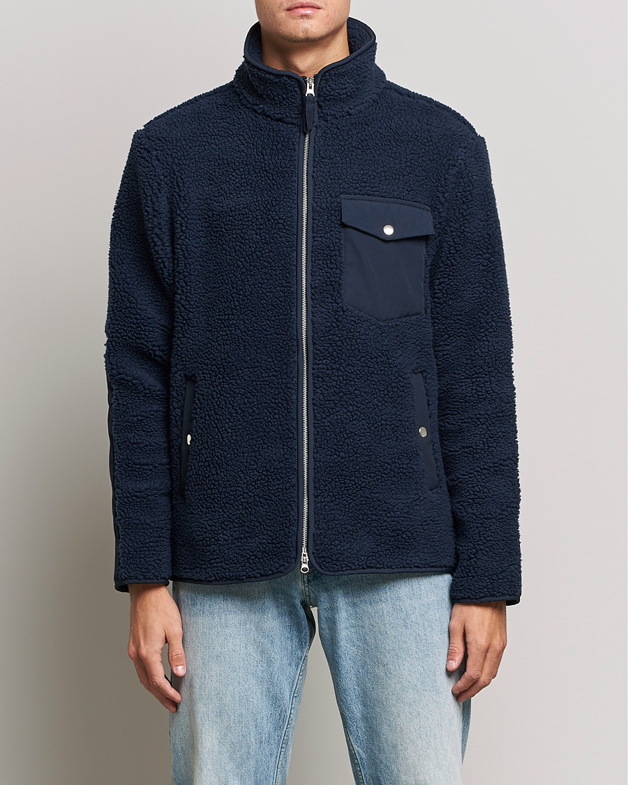 Herre | Gensere | A Day's March | Tone Pile Fleece Jacket Navy