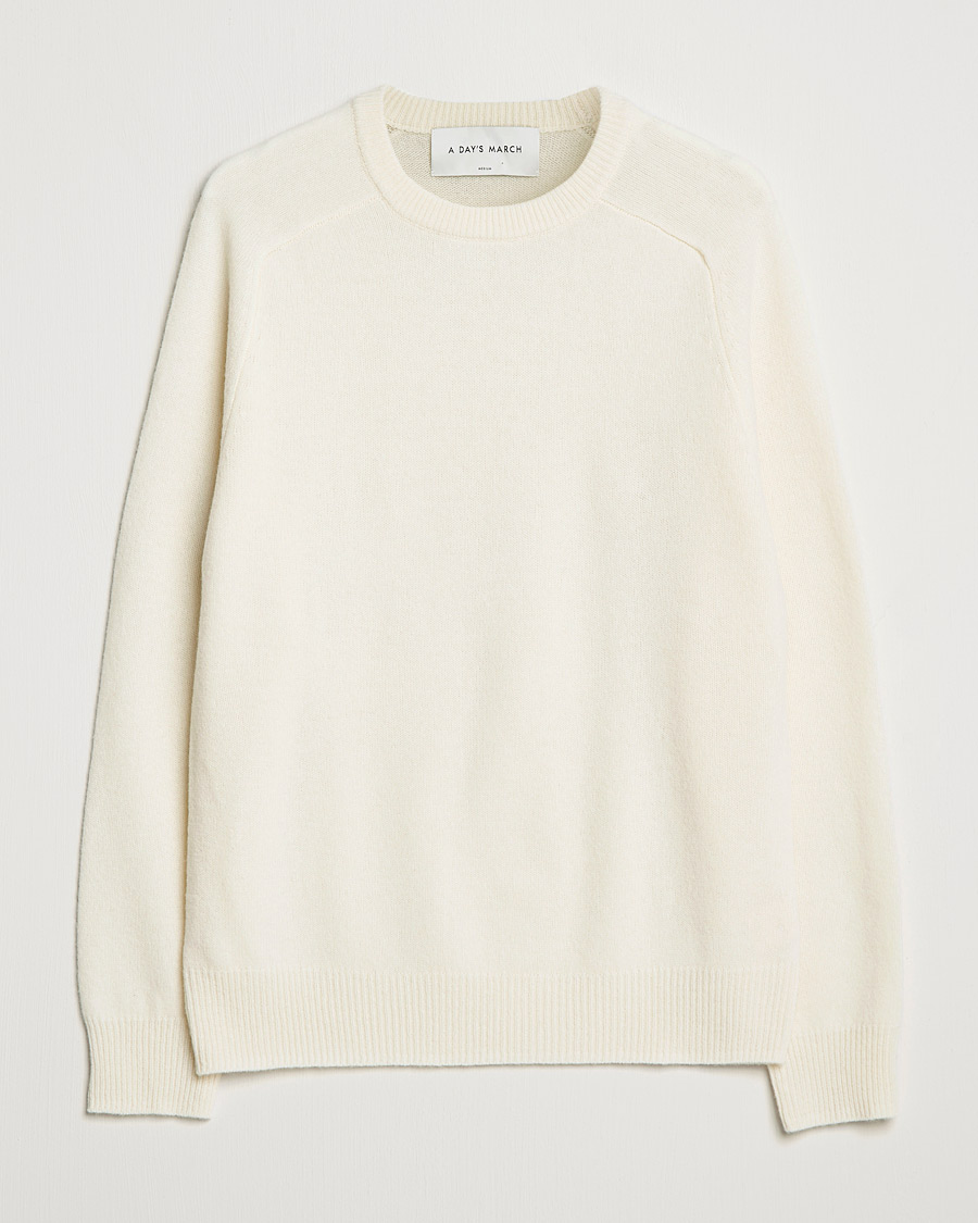 Herre | Gensere | A Day's March | Brodick Lambswool Sweater Off White