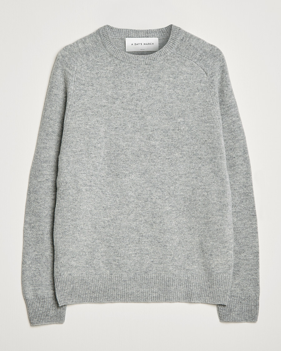 Herre | Gensere | A Day's March | Brodick Lambswool Sweater Grey Melange