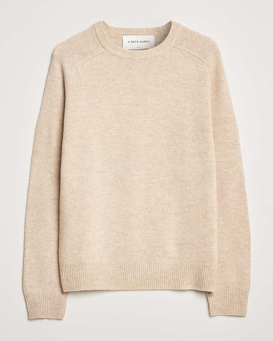Herre | Gensere | A Day's March | Brodick Lambswool Sweater Sand Melange