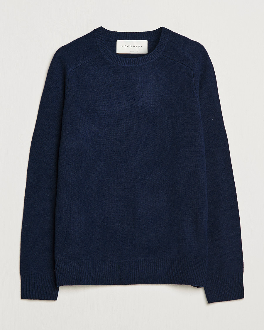 Herre | Gensere | A Day's March | Brodick Lambswool Sweater Navy