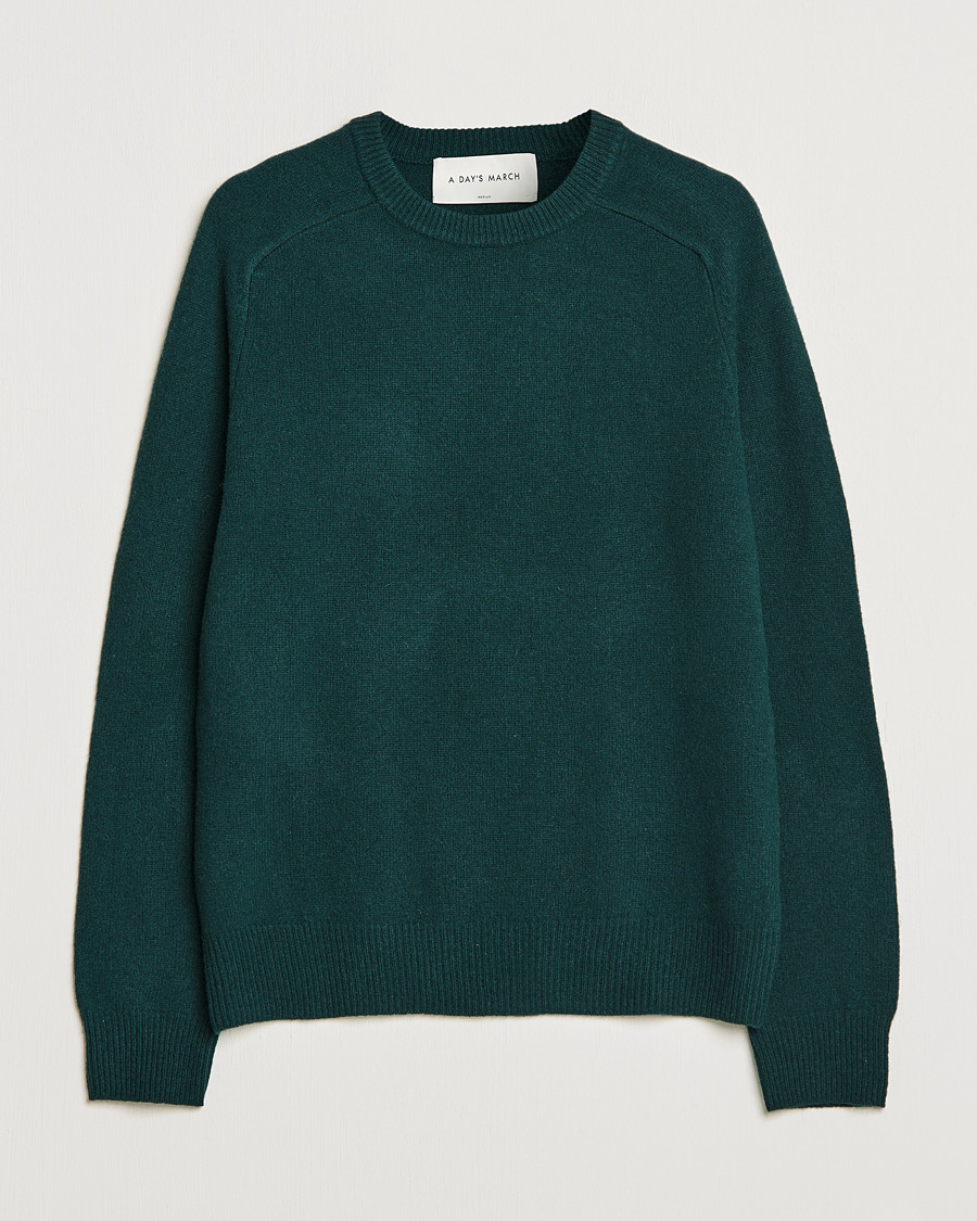 Herre | Gensere | A Day's March | Brodick Lambswool Sweater Bottle Green