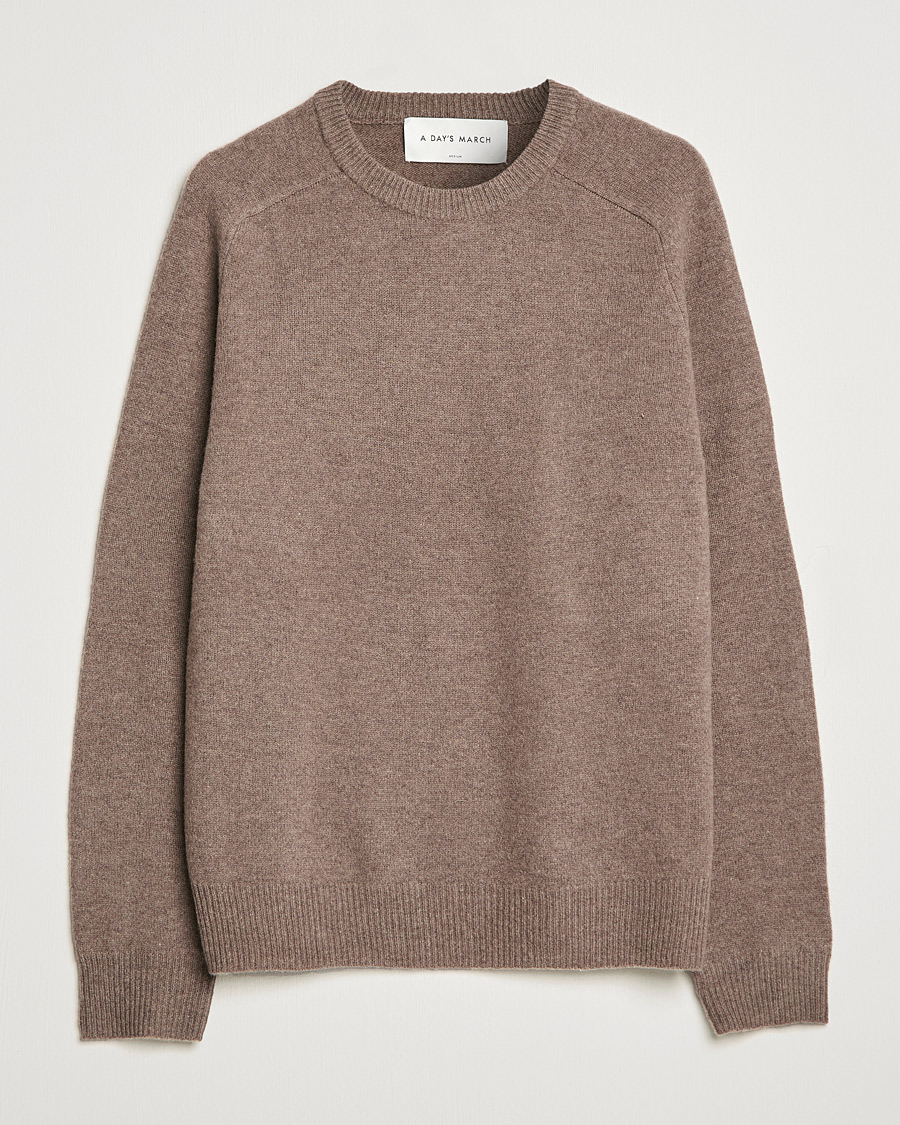 Herre | Gensere | A Day's March | Brodick Lambswool Sweater Taupe Melange