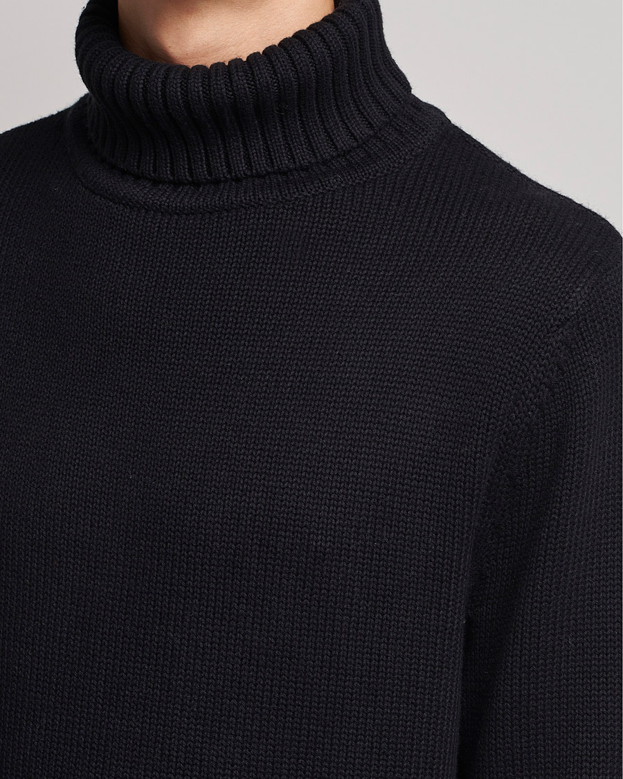 Herre | Gensere | A Day's March | Forres Cotton/Cashmere Rollneck Black