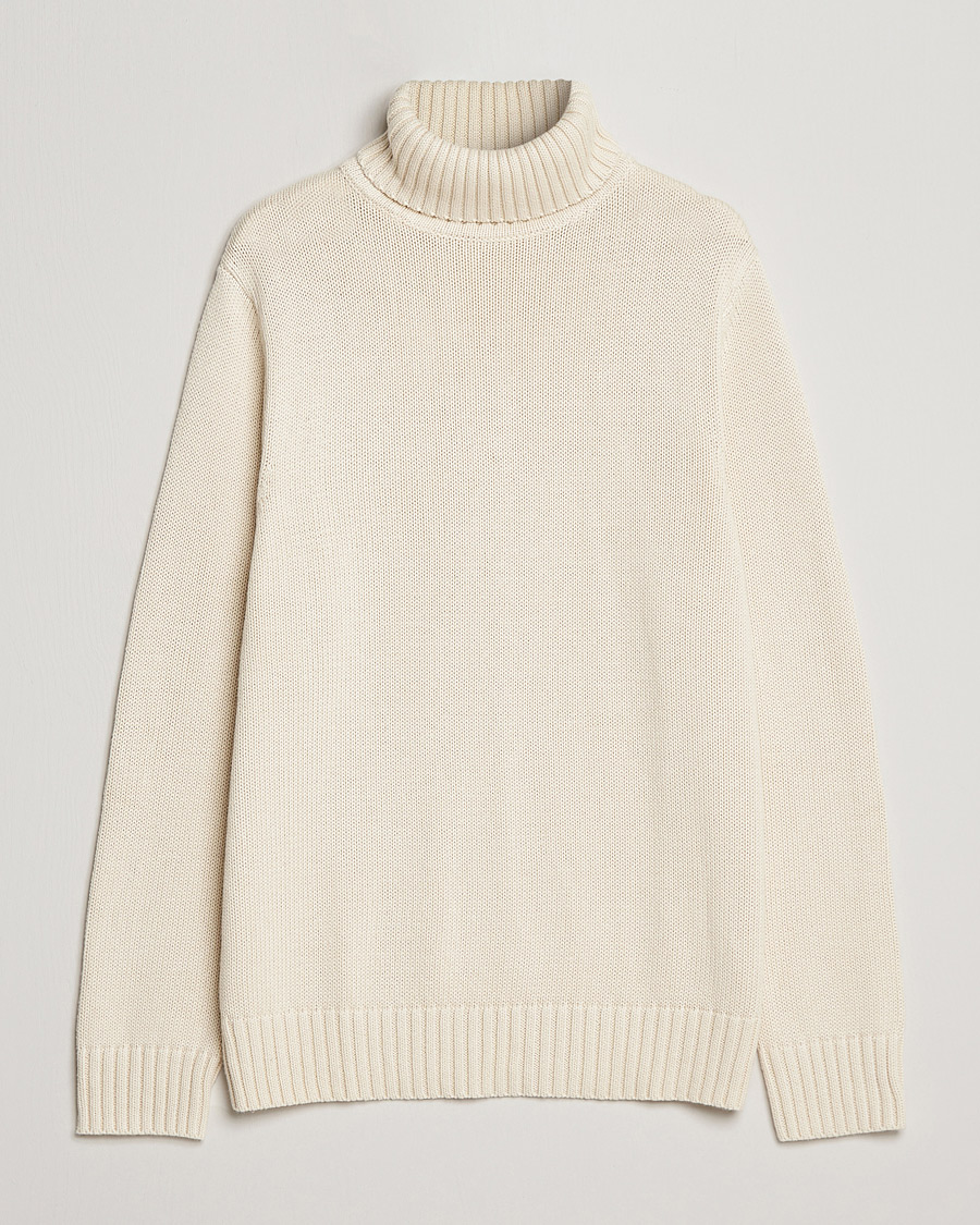 Herre | Gensere | A Day's March | Forres Cotton/Cashmere Rollneck Off White