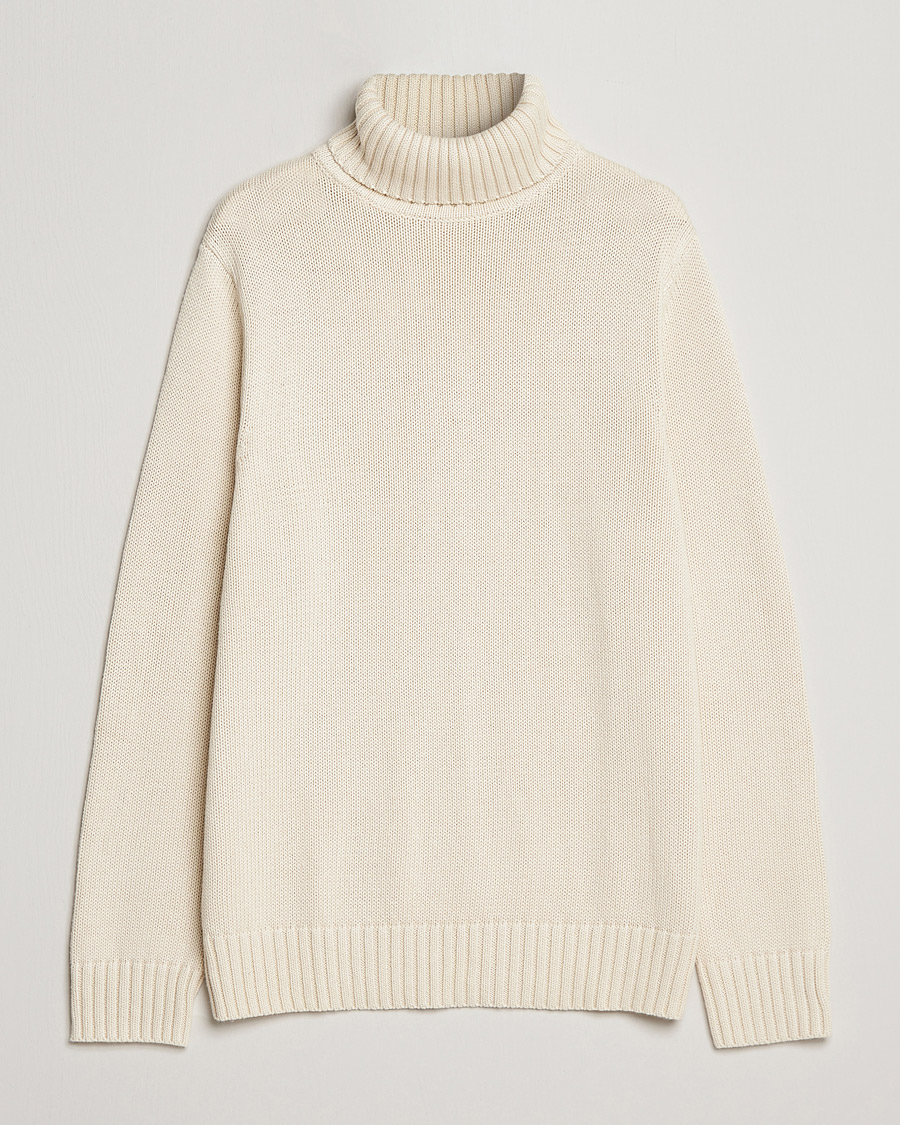 Herre | Gensere | A Day's March | Forres Cotton/Cashmere Rollneck Off White