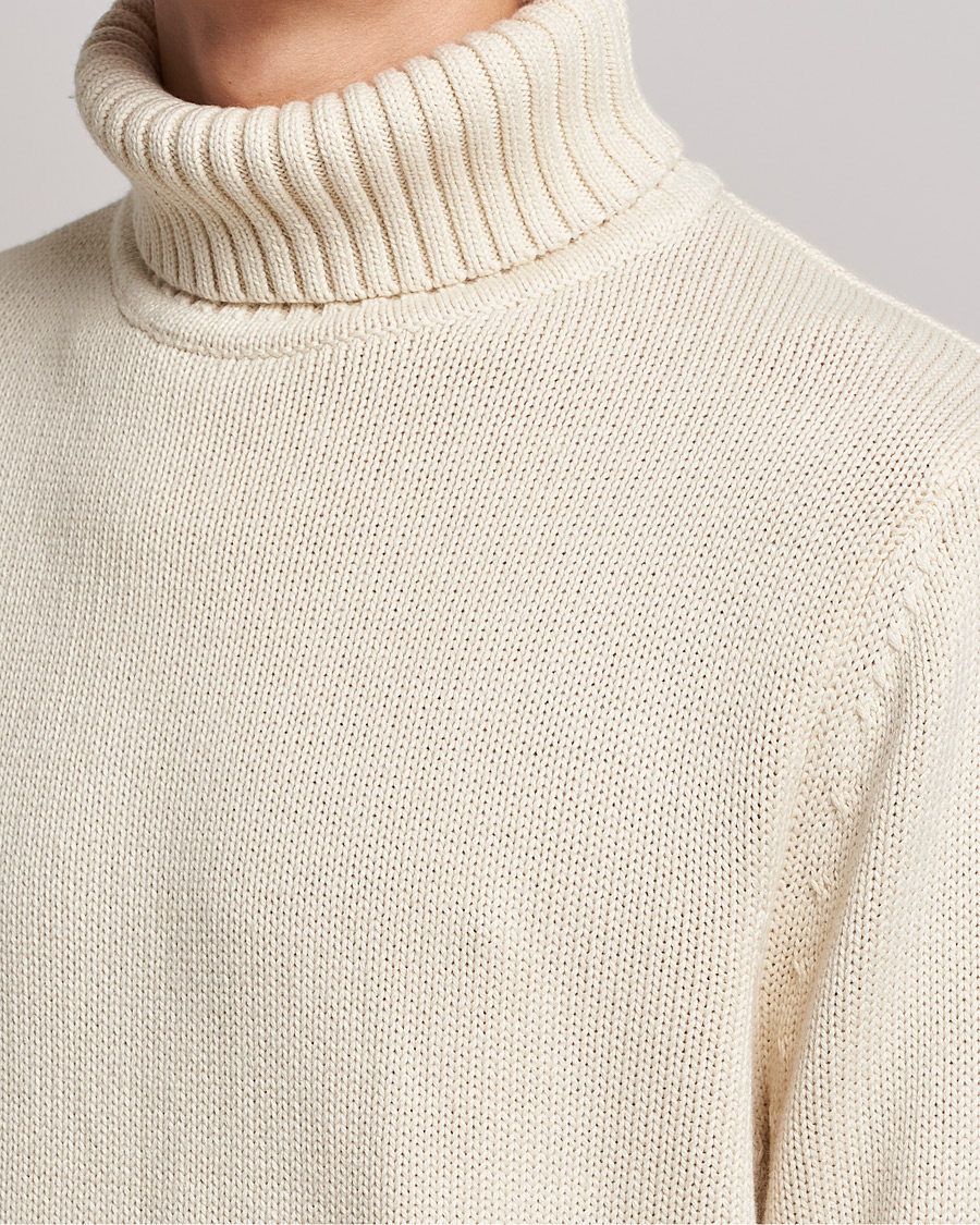 Herre | Gensere | A Day's March | Forres Cotton/Cashmere Rollneck Off White