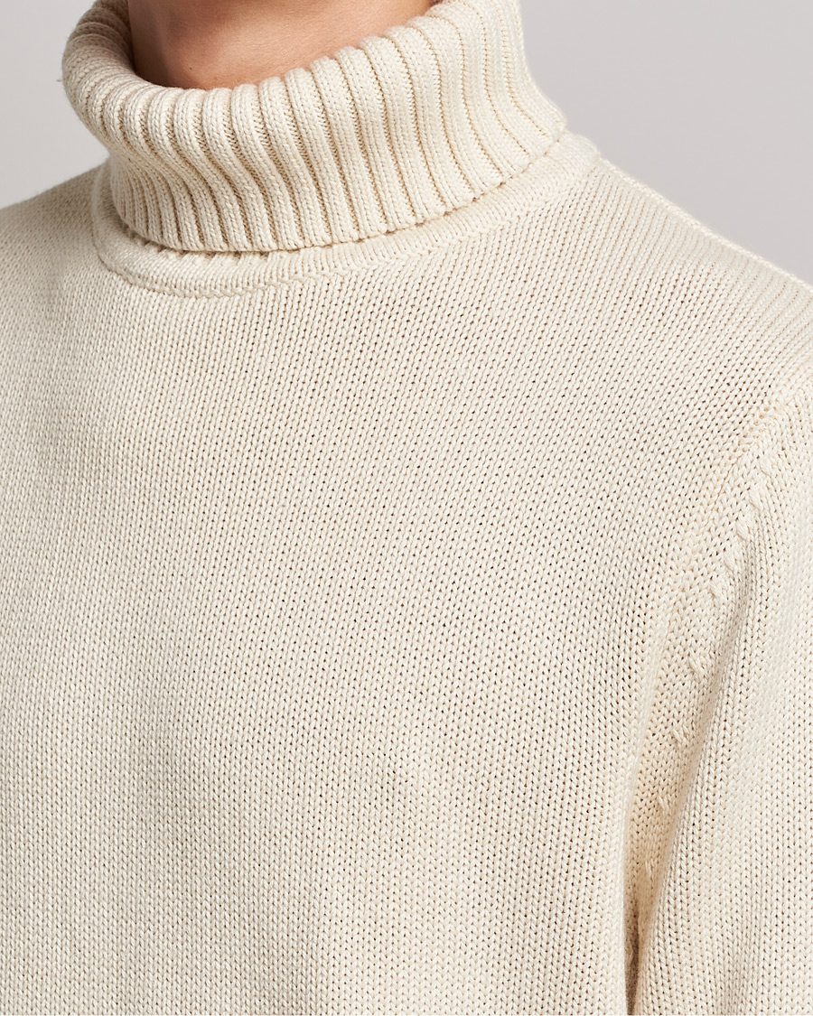 Herre | Gensere | A Day's March | Forres Cotton/Cashmere Rollneck Off White