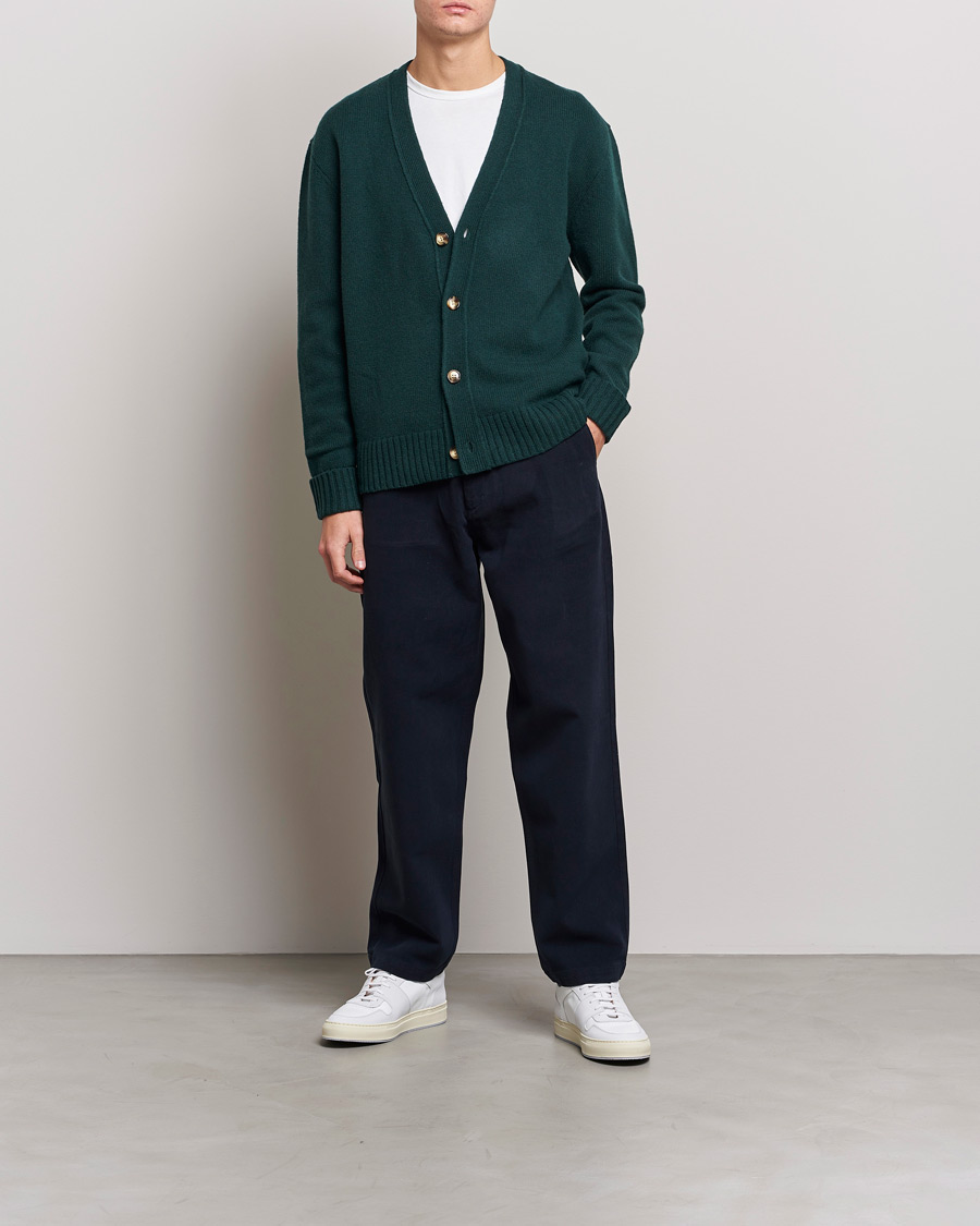 Herre | Gensere | A Day's March | Snag Lambswool Cardigan Bottle Green
