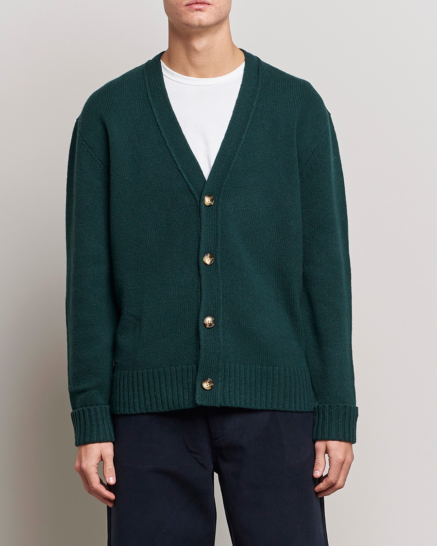 Herre | Gensere | A Day's March | Snag Lambswool Cardigan Bottle Green