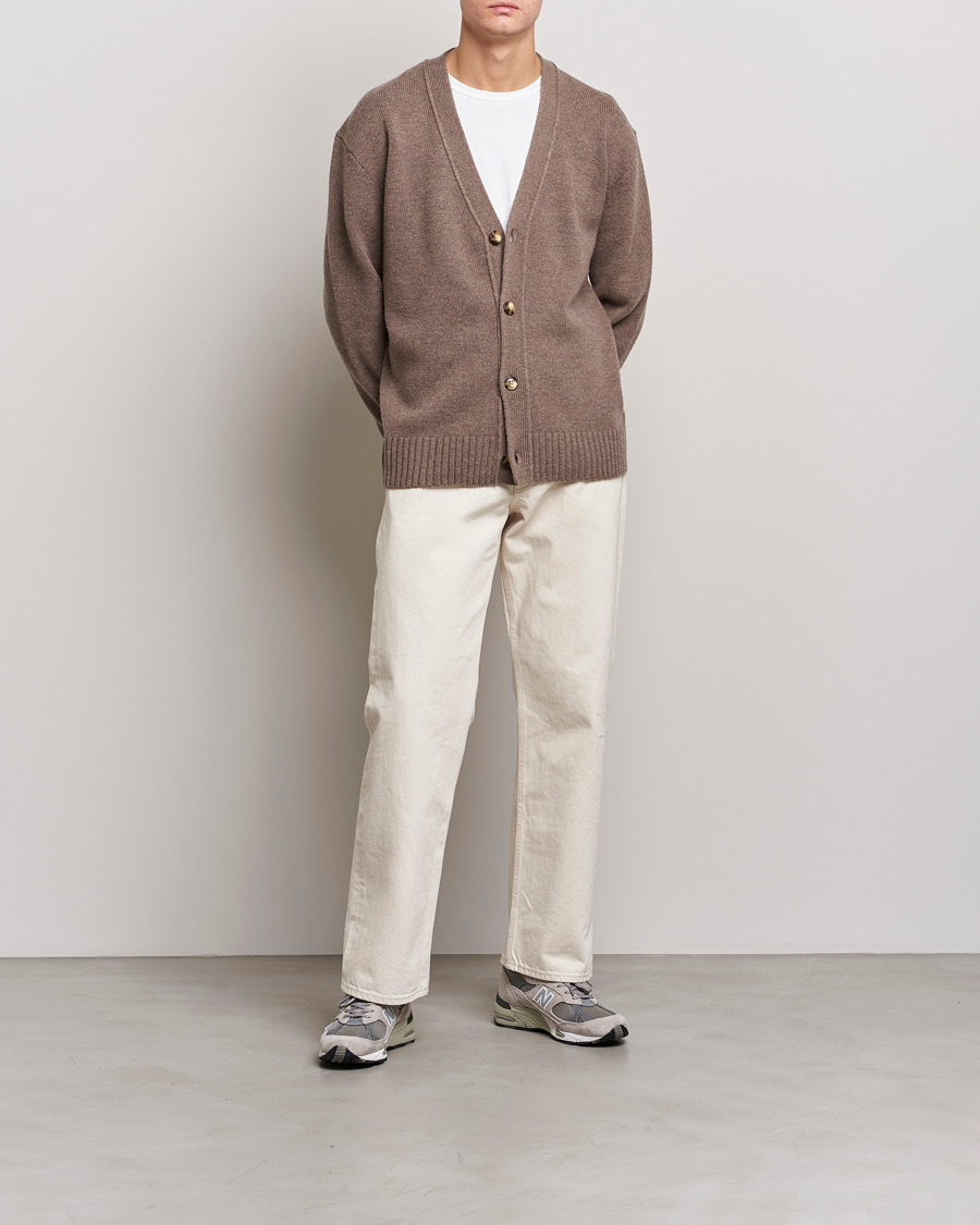 Herre | Gensere | A Day's March | Snag Lambswool Cardigan Taupe Melange