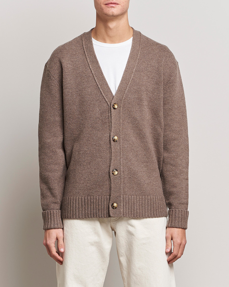 Herre | A Day's March | A Day's March | Snag Lambswool Cardigan Taupe Melange