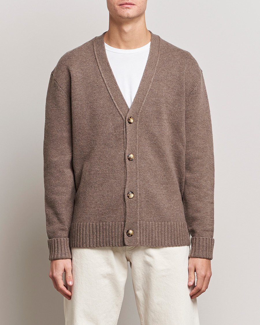 Herre | Gensere | A Day's March | Snag Lambswool Cardigan Taupe Melange
