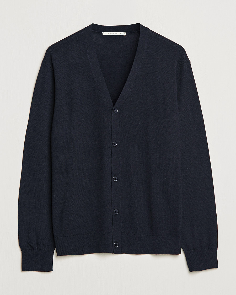 Herre | Gensere | A Day's March | Oca Merino Cardigan Navy