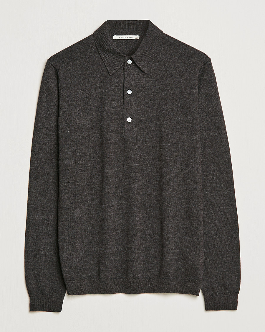 Herre | Gensere | A Day's March | Ambroz Merino Polo Java Brown