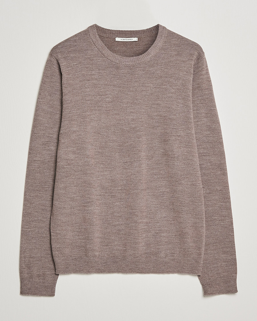 Herre | Gensere | A Day's March | Alagón Merino Crew Taupe Melange