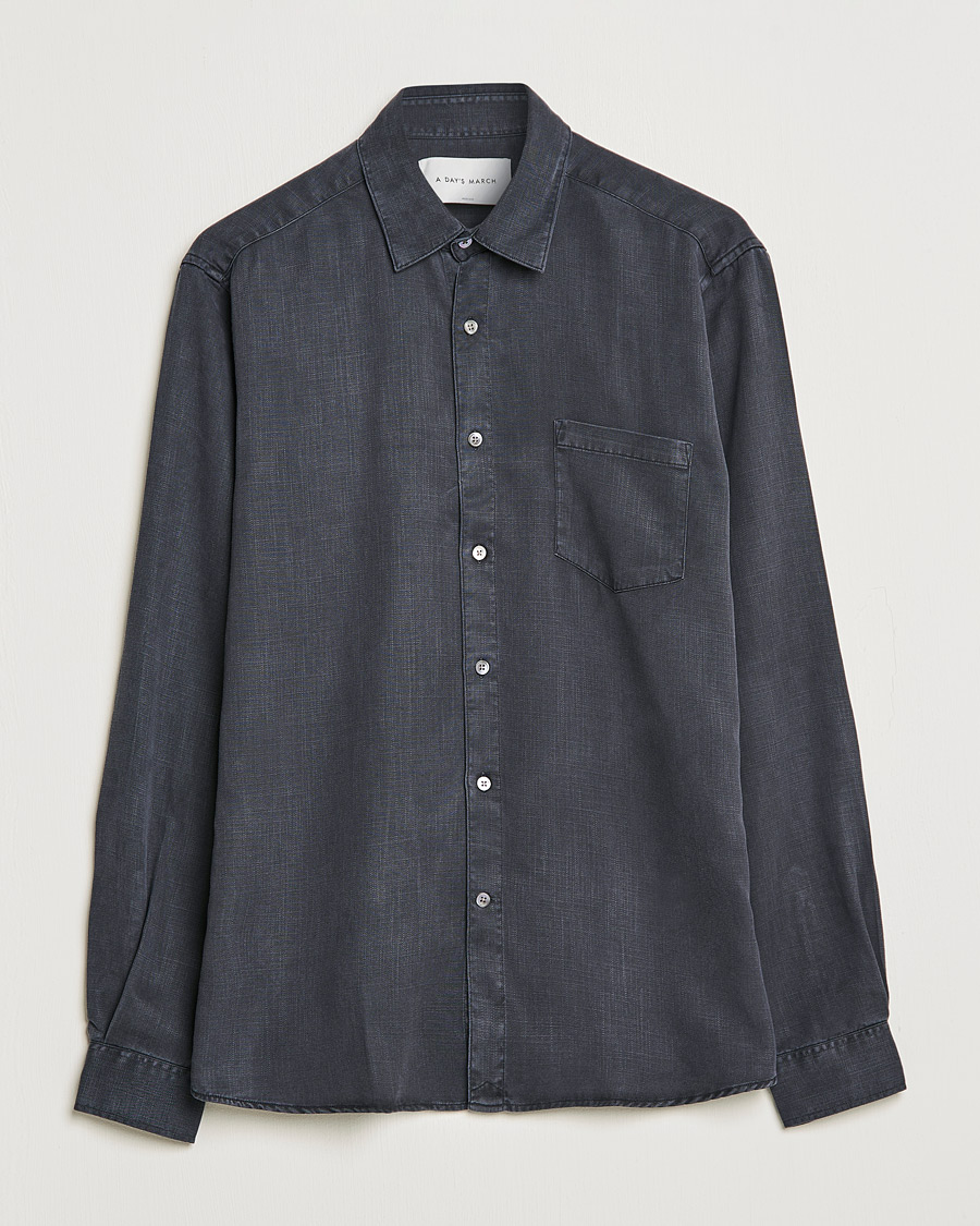 Herre | Skjorter | A Day's March | Daintree Lyocell Shirt Off Black