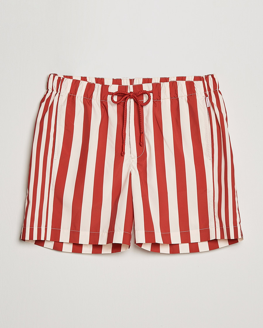 Herre | Badeshorts | Orlebar Brown | Bulldog Drawcord Mix Stripe Swim Shorts Vermillion