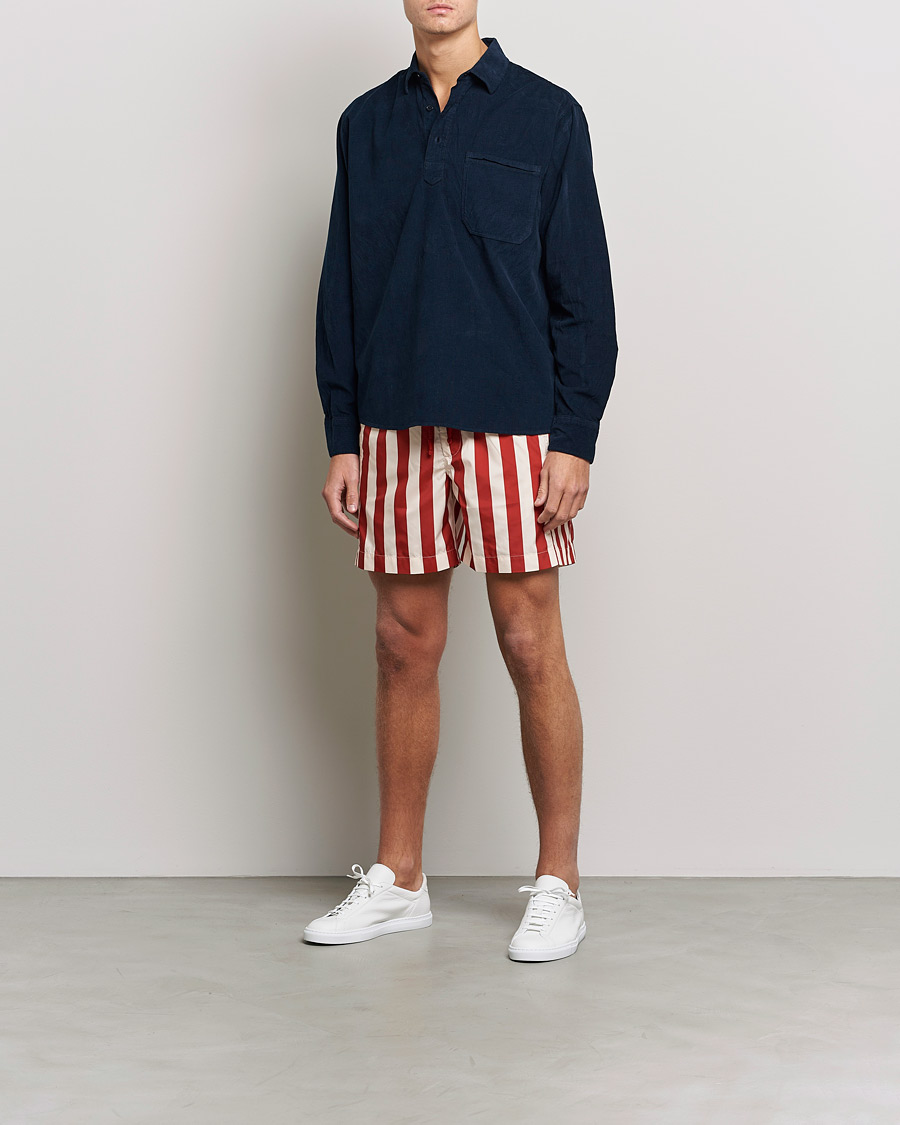 Herre | Badeshorts | Orlebar Brown | Bulldog Drawcord Mix Stripe Swim Shorts Vermillion