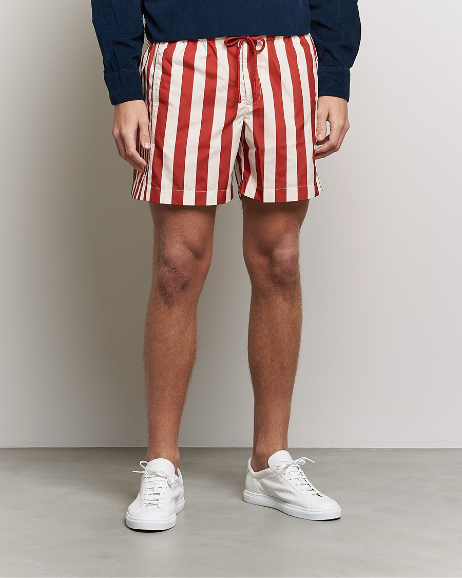 Herre | Badeshorts | Orlebar Brown | Bulldog Drawcord Mix Stripe Swim Shorts Vermillion