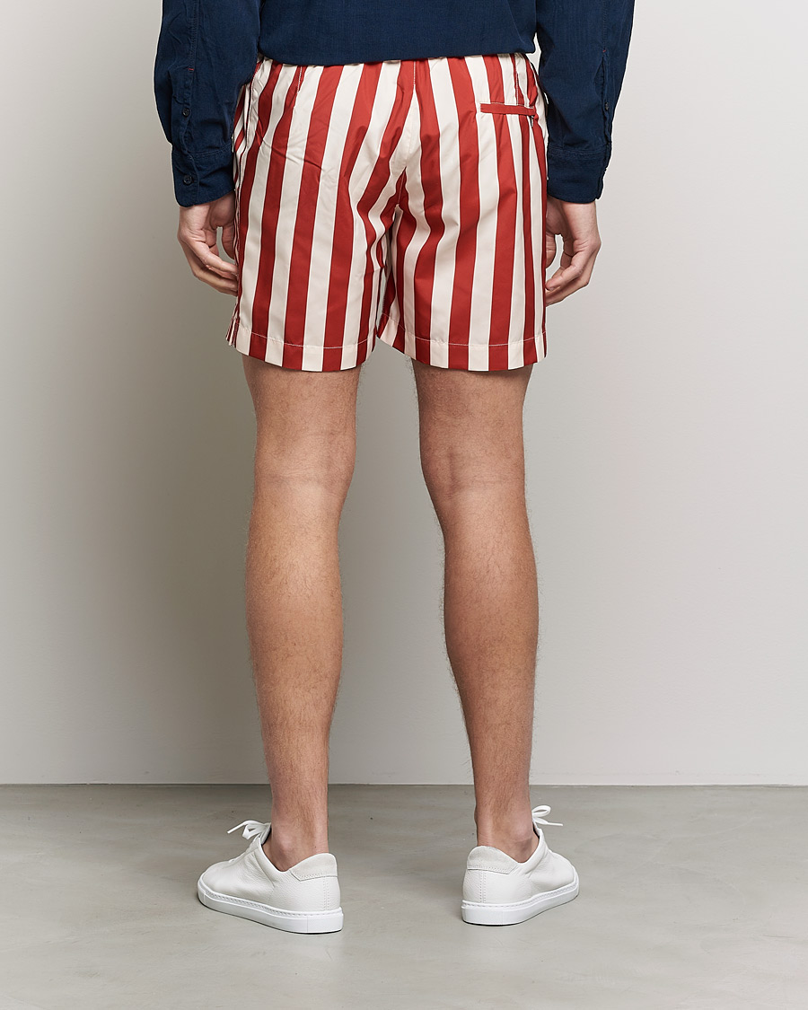 Herre | Badeshorts | Orlebar Brown | Bulldog Drawcord Mix Stripe Swim Shorts Vermillion