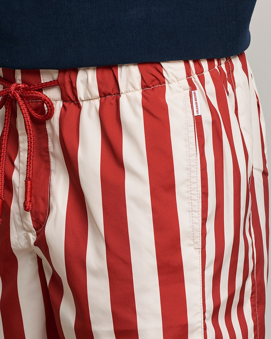 Herre | Badeshorts | Orlebar Brown | Bulldog Drawcord Mix Stripe Swim Shorts Vermillion