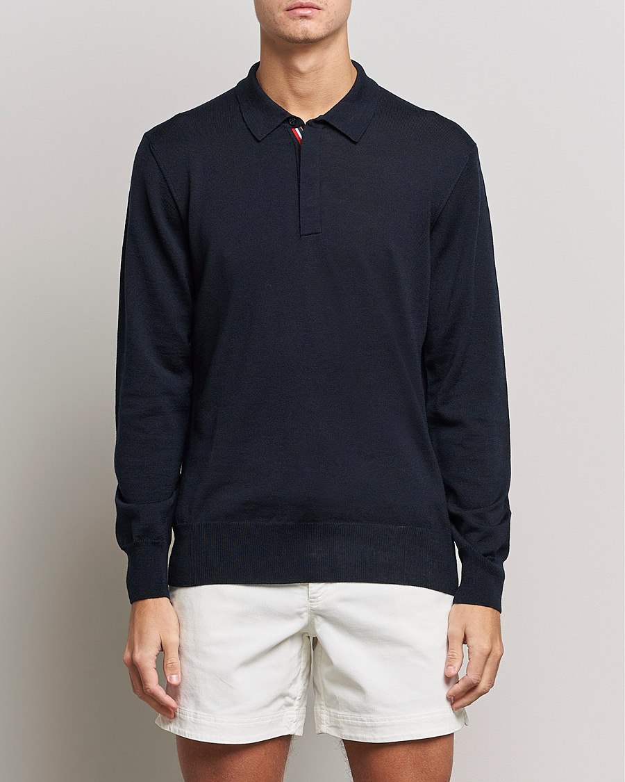 Herre | Gensere | Orlebar Brown | Ebro OB Stripe Merino Poloshirt Night Iris