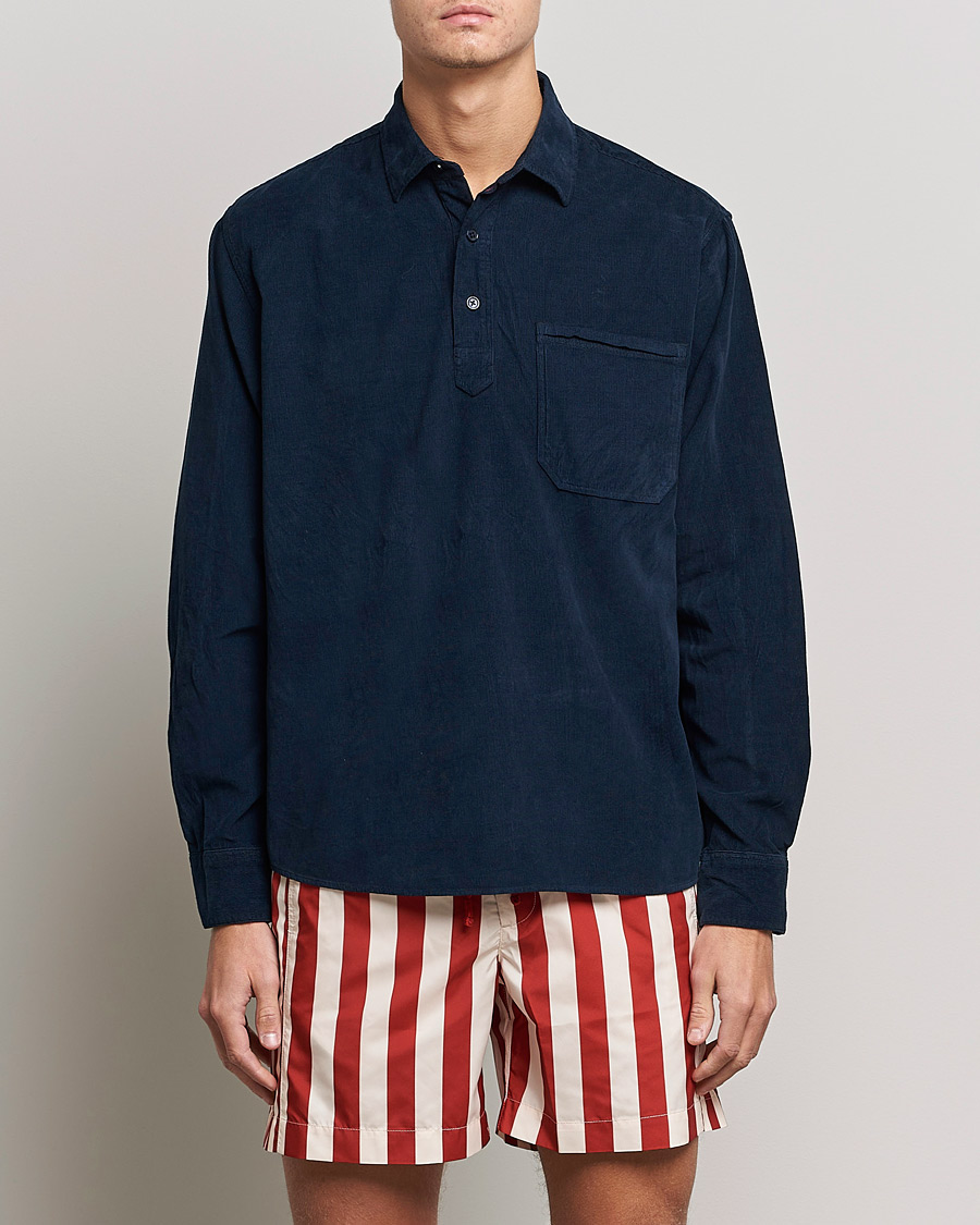 Herre | Skjorter | Orlebar Brown | Shanklin Cord Popover Shirt Midnight Navy