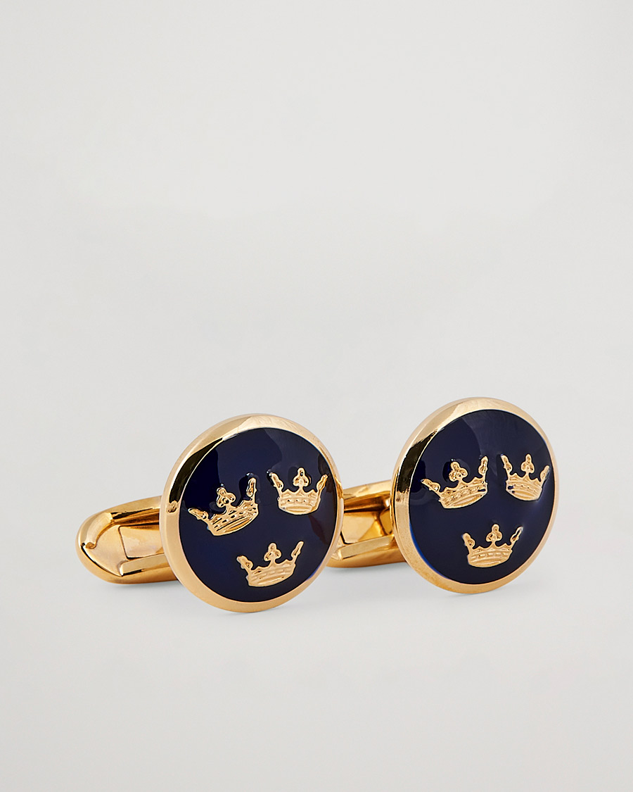 Herre | Mansjettknapper | Stenströms | Three Crown Cufflink Navy/Gold