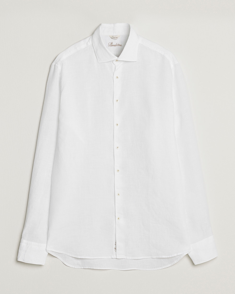 Herre | Skjorter | Stenströms | Fitted Body Cut Away Linen Shirt White