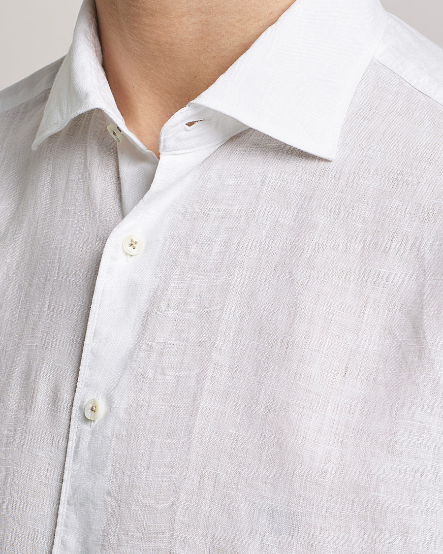 Herre | Skjorter | Stenströms | Fitted Body Cut Away Linen Shirt White