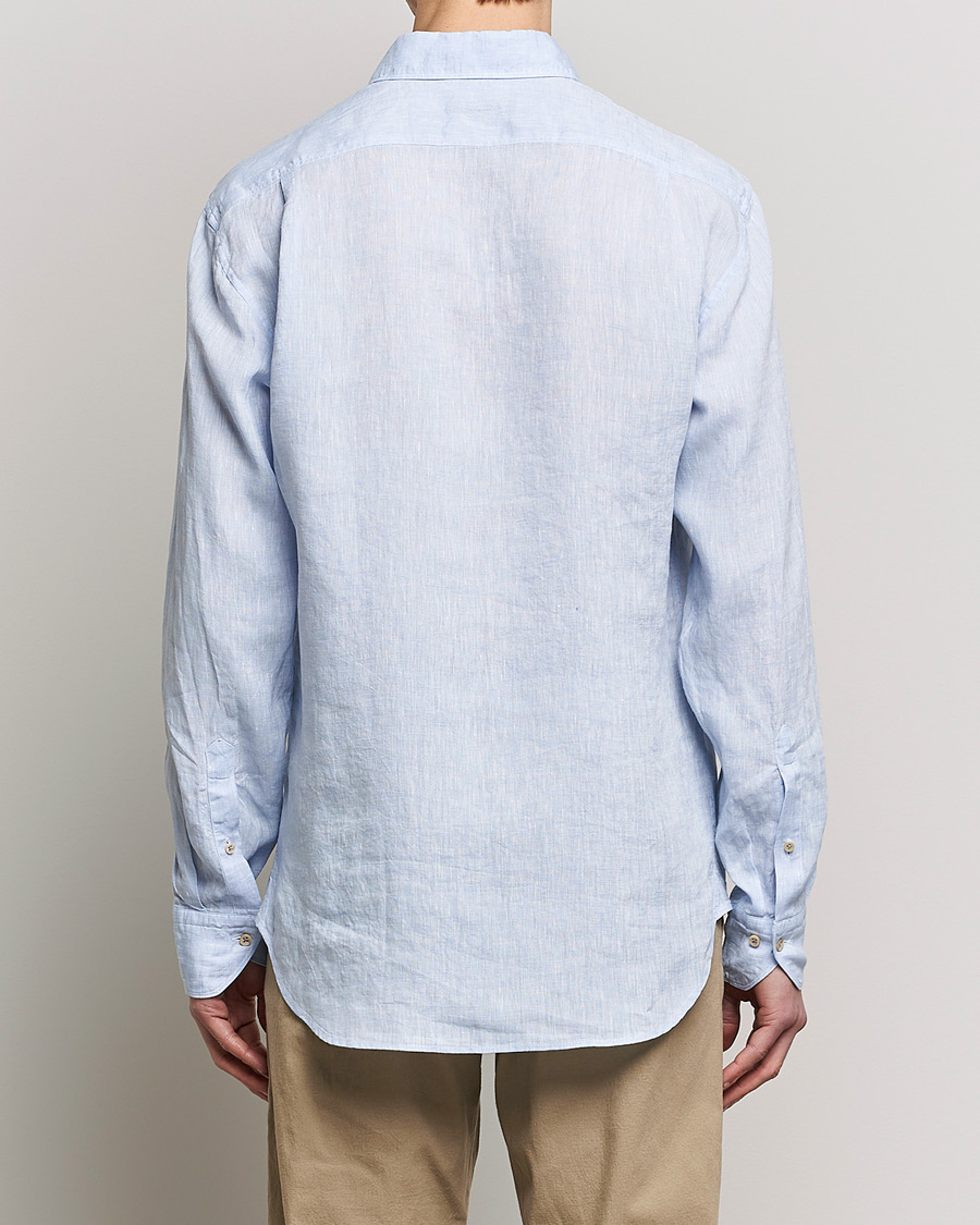 Herre | Skjorter | Stenströms | Fitted Body Cut Away Linen Shirt Light Blue