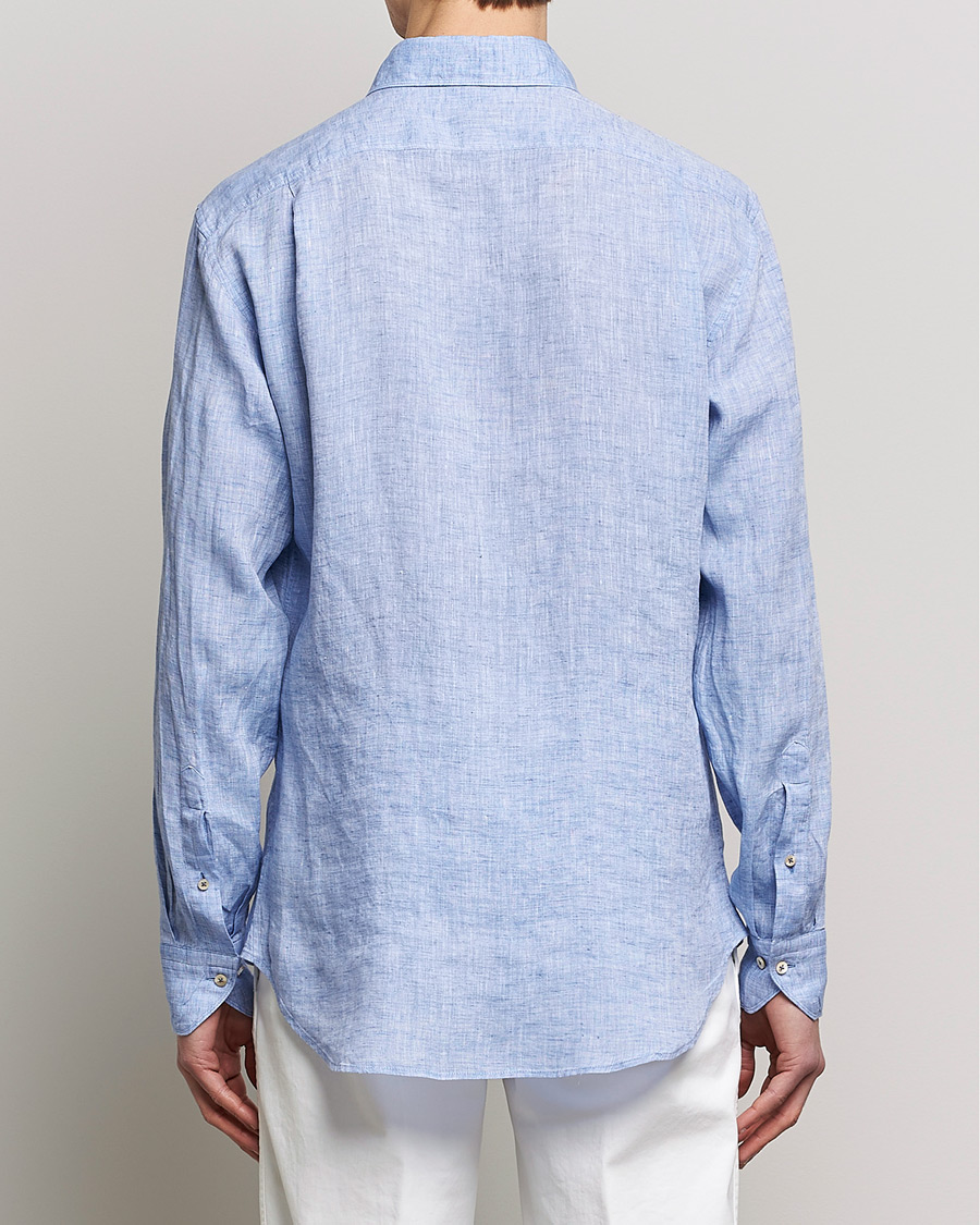 Herre | Skjorter | Stenströms | Fitted Body Cut Away Linen Shirt Blue