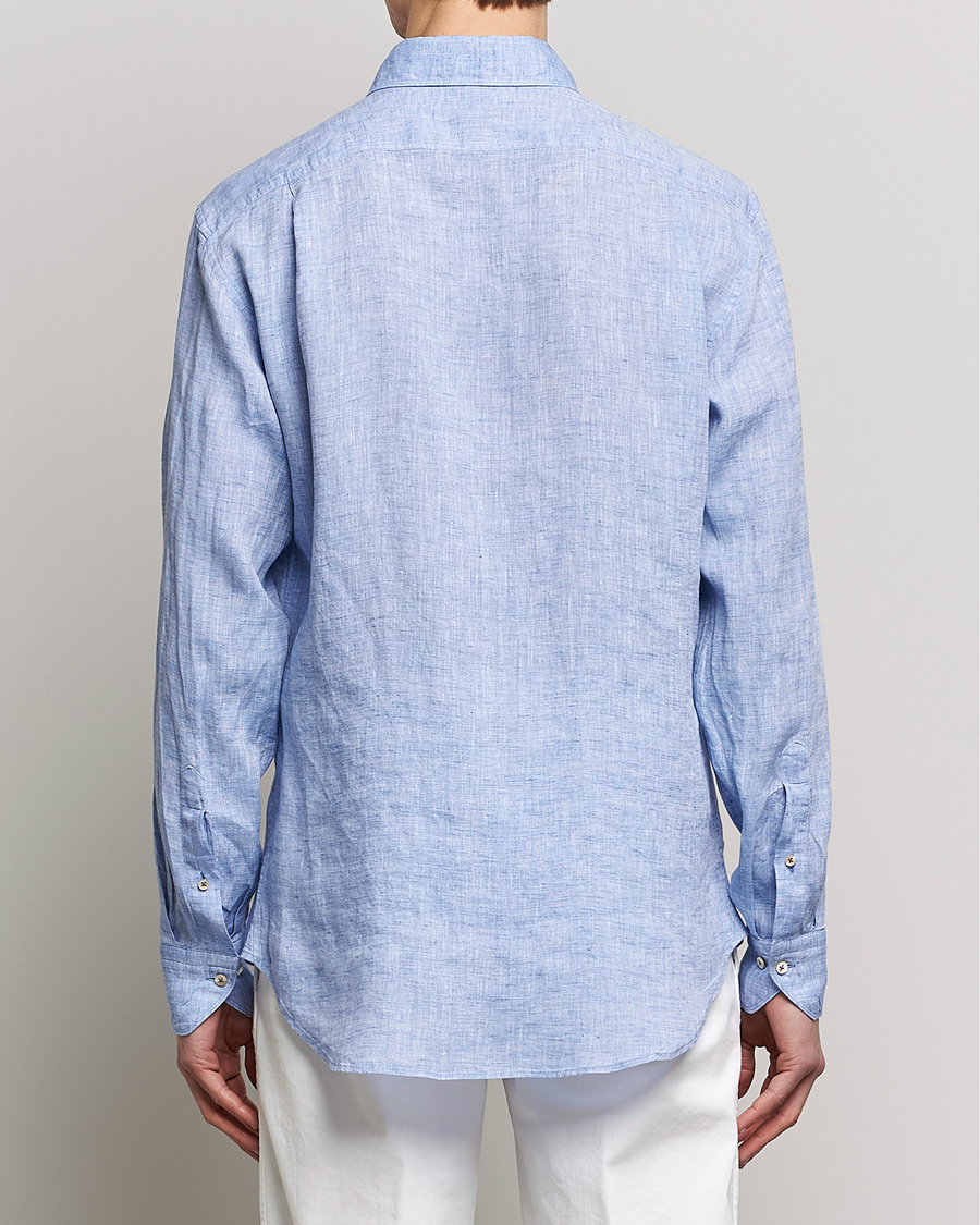 Herre | Skjorter | Stenströms | Fitted Body Cut Away Linen Shirt Blue