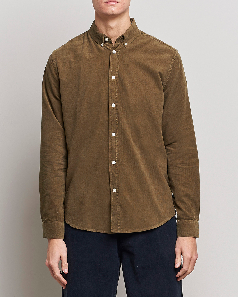 Herre | Cordfløyelskjorter | Samsøe & Samsøe | Liam Organic Cotton Corduroy Shirt Stone Gray