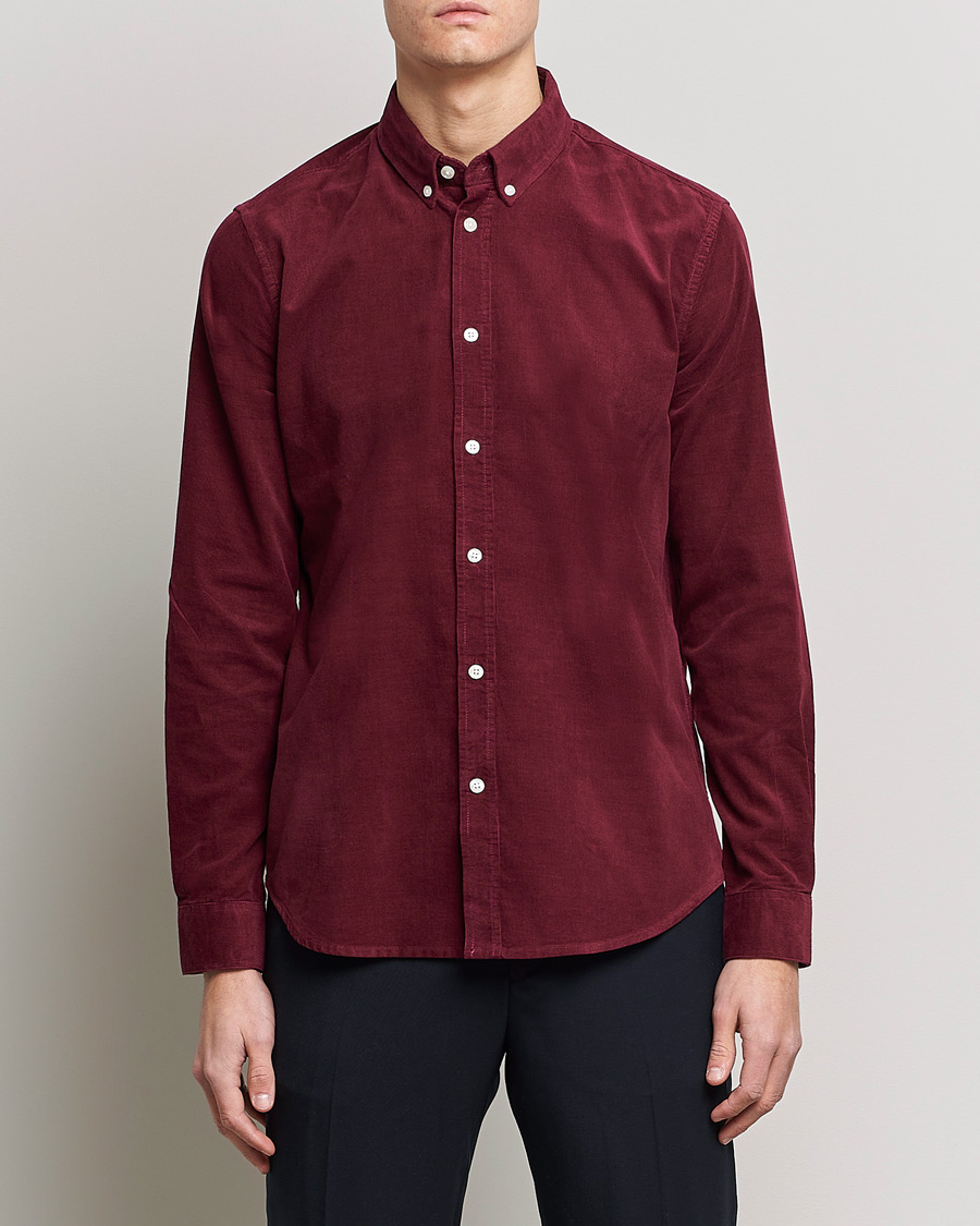Herre | Cordfløyelskjorter | Samsøe & Samsøe | Liam Organic Cotton Corduroy Shirt Windsor Wine