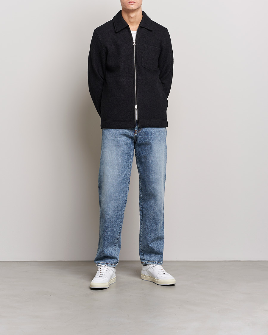 Herre | Skjorter | Samsøe & Samsøe | Hannes Boiled Wool Full Zip Overshirt Black