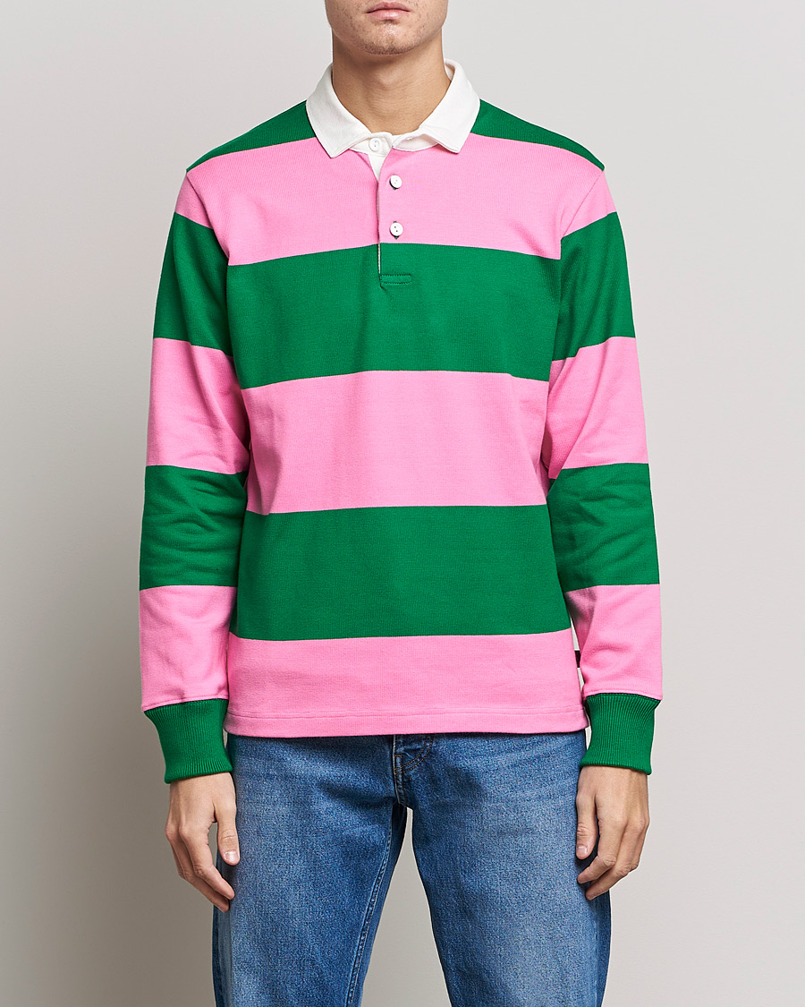 Herre | Rugbygensere | Rowing Blazers | Block Stripe Rugby Pink/Green