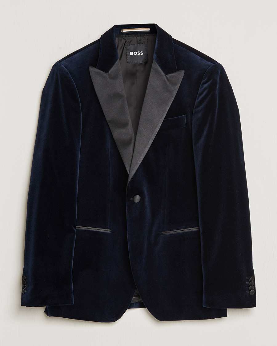 Herre | Dressjakker | BOSS BLACK | Hutson Velvet Tuxedo Blazer Dark Blue