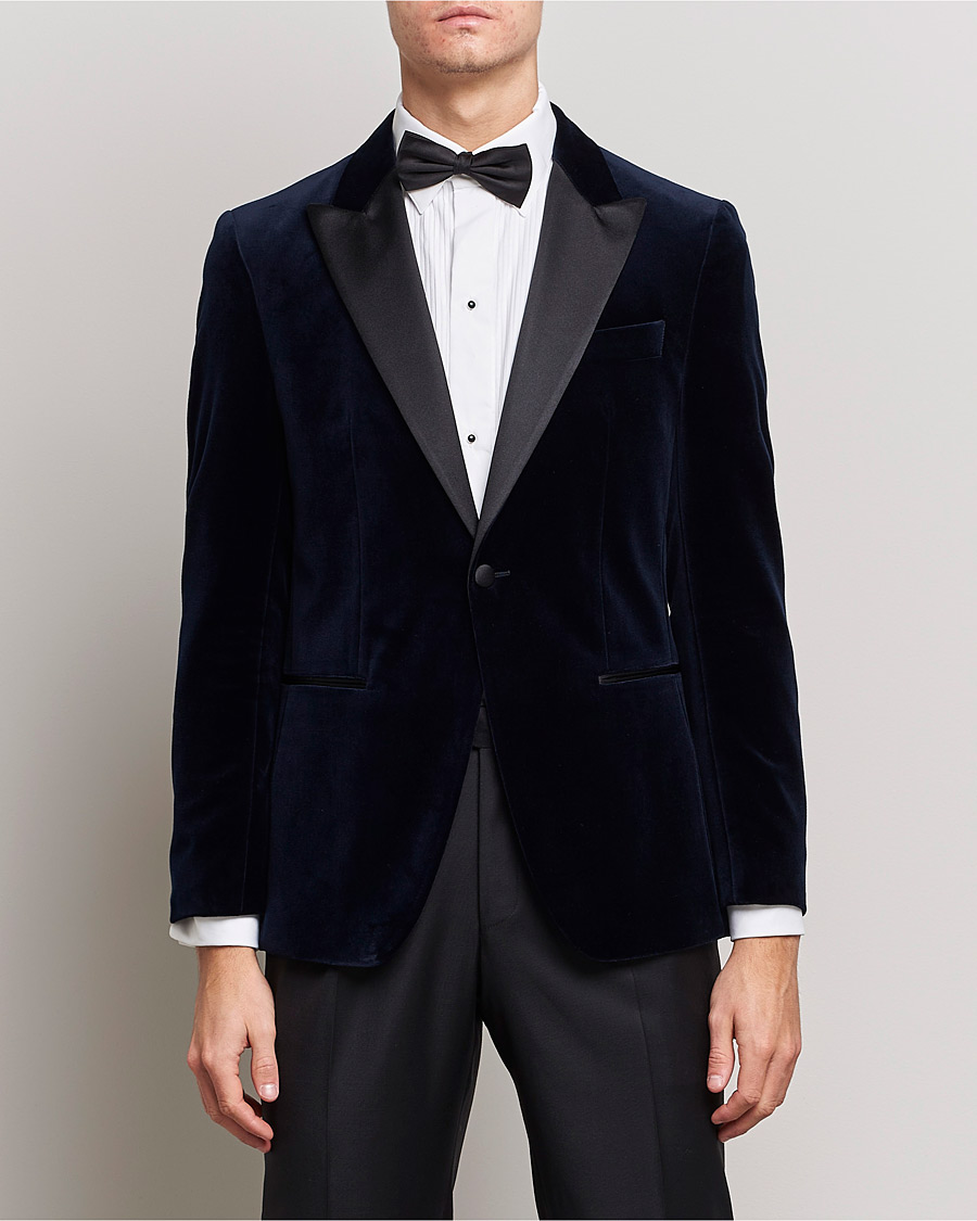 Herre | Dressjakker | BOSS BLACK | Hutson Velvet Tuxedo Blazer Dark Blue