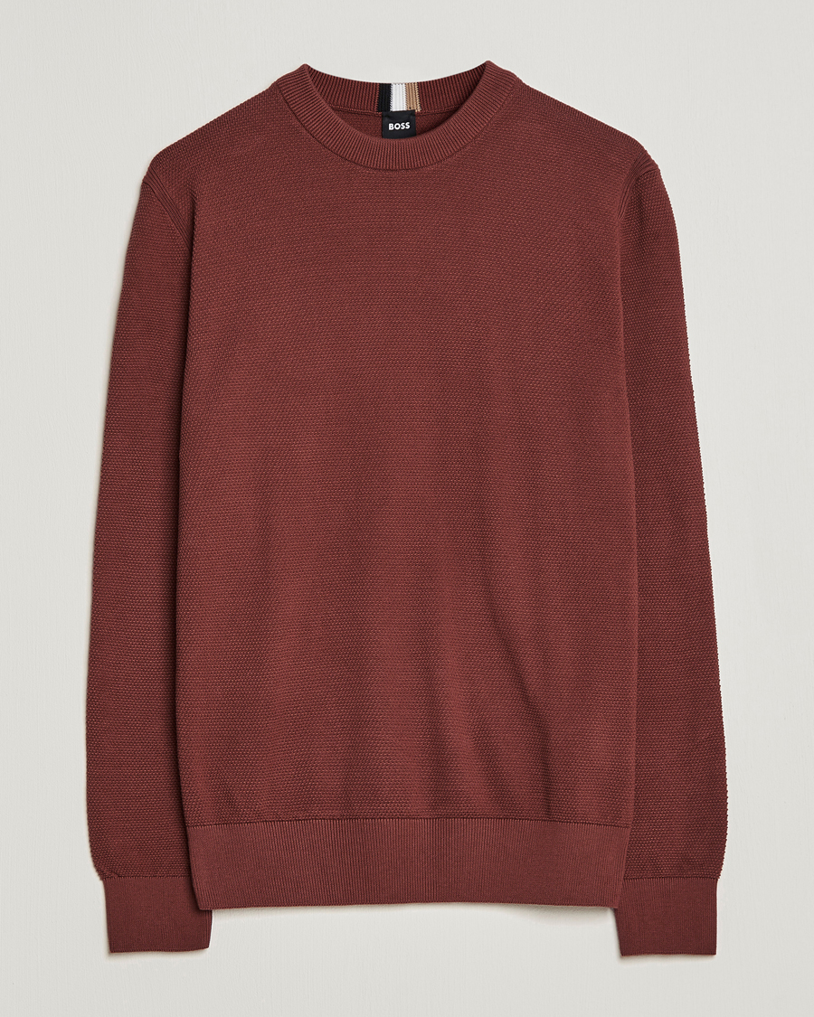 Herre | Gensere | BOSS BLACK | Ecaio Knitted Structured Sweater Medium Brown