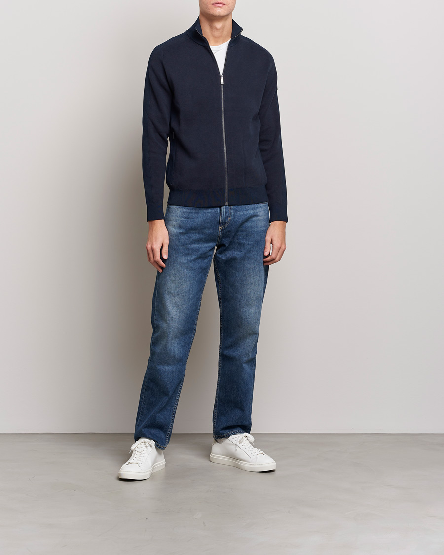 Herre | Gensere | BOSS BLACK | Fisio Knitted Full Zip Dark Blue