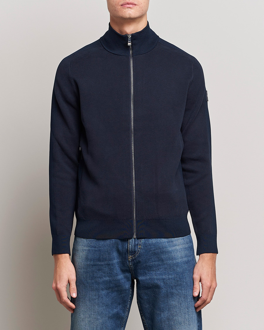 Herre | Gensere | BOSS BLACK | Fisio Knitted Full Zip Dark Blue